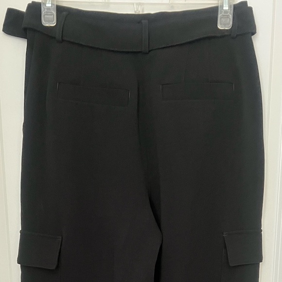 NWOT Express High Waisted Pleated Belted Utility Trouser Pant in Pitch Black - Picture 5 of 7